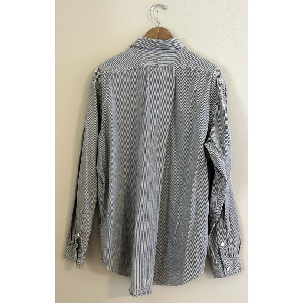 Vintage 90s Polo Ralph Lauren Striped Chambray Workwear Button-up Men's XL - Picture 3 of 10